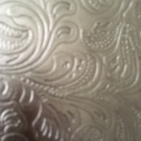 Embossed Clutch w/Black fur puff 12.5” x 6.5” - Picture 2 of 4